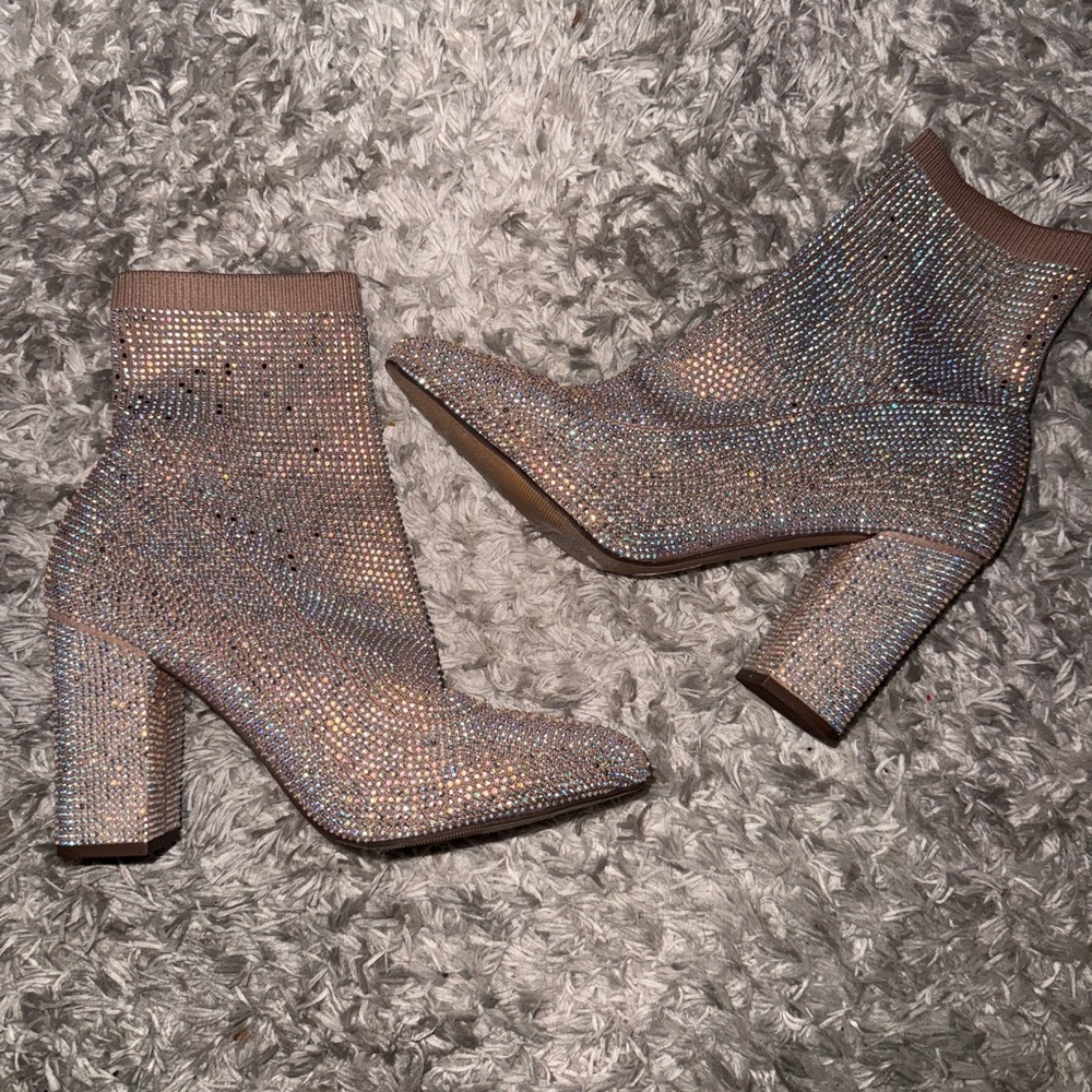 Sparkling Ankle Boots with Rhinestones